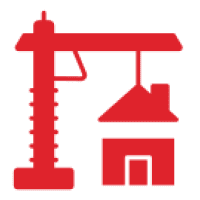Red crane and house icon